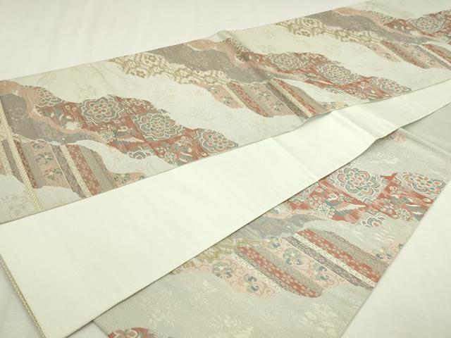 平和屋本店▼六通柄袋帯 正倉院 純金箔 正絹 逸品 DABI4567sf