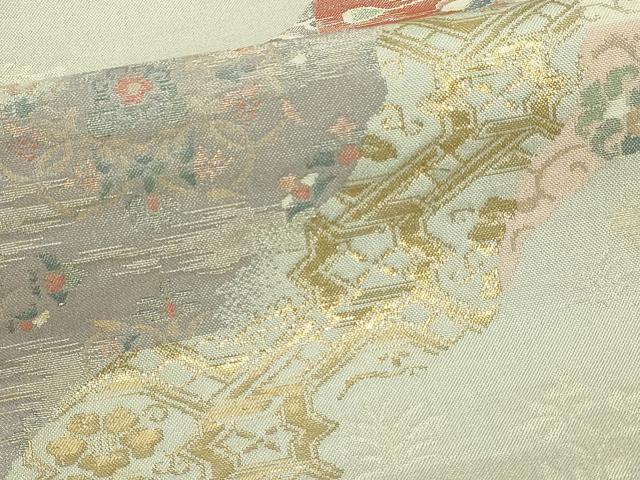 平和屋本店▼六通柄袋帯 正倉院 純金箔 正絹 逸品 DABI4567sf