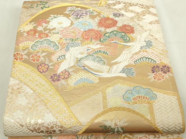 平和屋本店▼六通柄袋帯 唐織 飛鶴花文 本金弐重箔 正絹 逸品 DABI4582sf