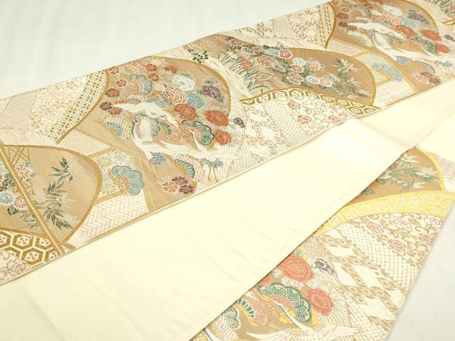 平和屋本店▼六通柄袋帯 唐織 飛鶴花文 本金弐重箔 正絹 逸品 DABI4582sf