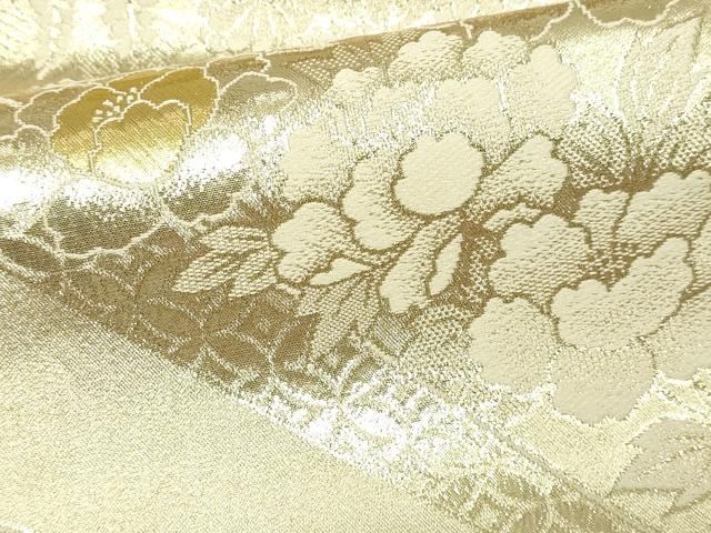 平和屋本店▼六通柄袋帯 花鳥文 24金 金箔二重織 正絹 逸品 DABI4583sf