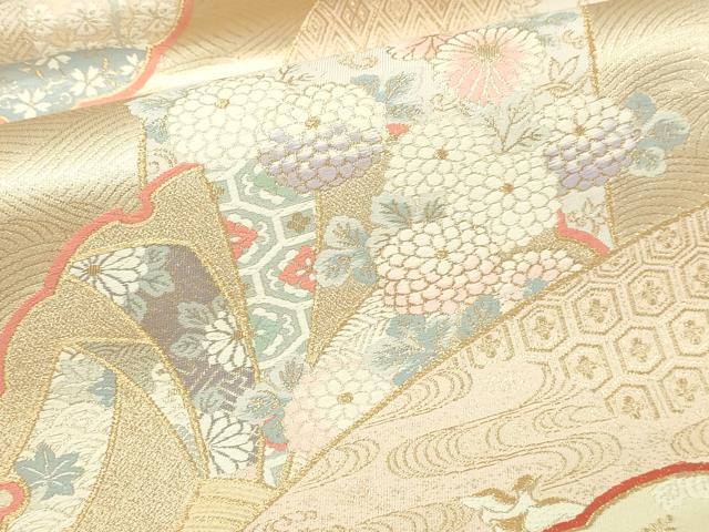 平和屋本店▼六通柄袋帯 唐織 束ね熨斗花文 純金二重箔 正絹 逸品 DABI4586sf