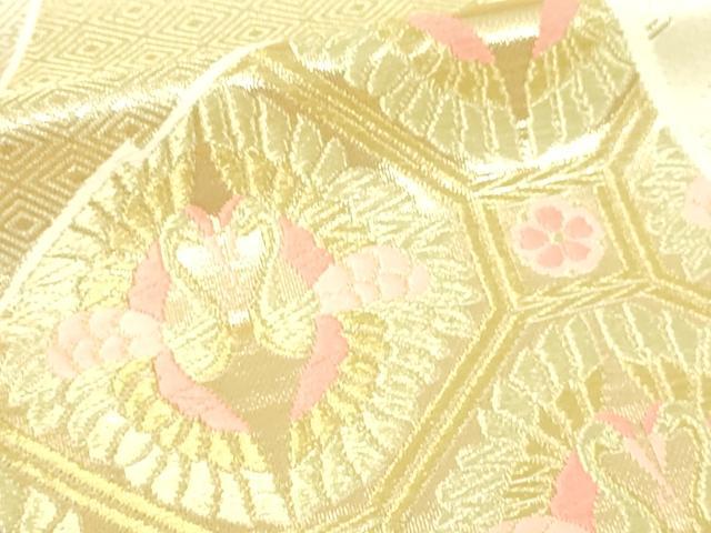 平和屋本店▼六通柄袋帯 唐織 琥珀緞子 本金箔24K 正絹 逸品 DABI4593sf