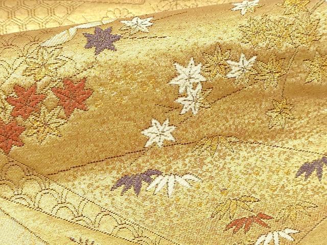 平和屋本店●西陣 長嶋成織物 ながしま帯 六通柄袋帯 扇面蒔絵散 本金箔 瀞金錦 正絹 逸品 DABI4596sf