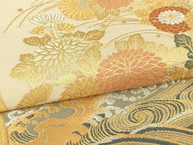 平和屋本店▼六通柄袋帯 格天井藤絵紋 本金箔 正絹 逸品 DABI4607sf