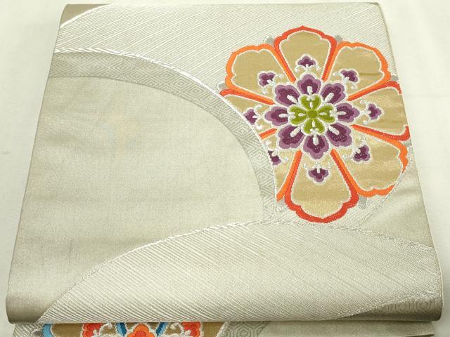 平和屋本店▼六通柄袋帯 唐織 正倉院花文 24K金箔二重織 正絹 逸品 DABI4608sf