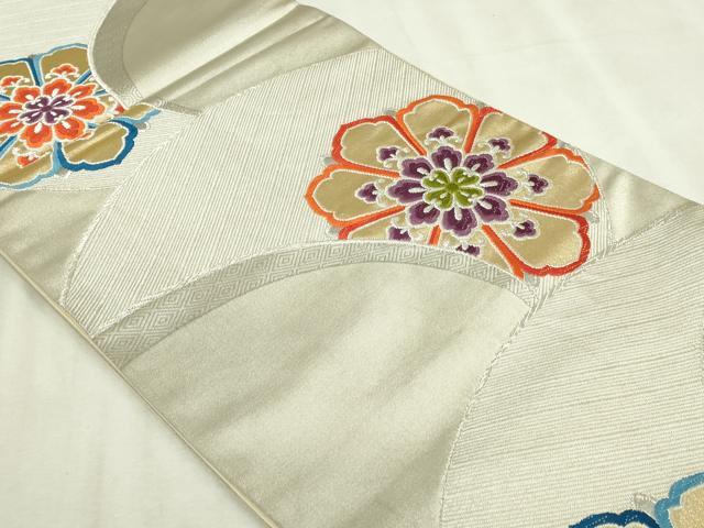 平和屋本店▼六通柄袋帯 唐織 正倉院花文 24K金箔二重織 正絹 逸品 DABI4608sf