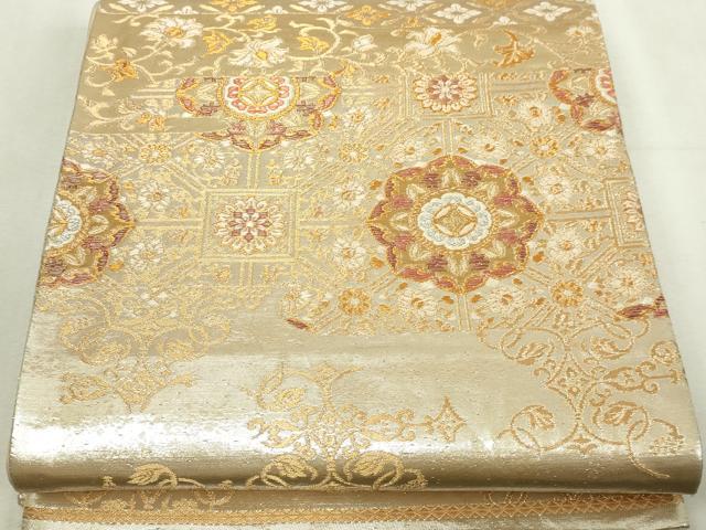 平和屋本店▼六通柄袋帯 正倉院花文 純金二重箔 正絹 逸品 DABI4611sf