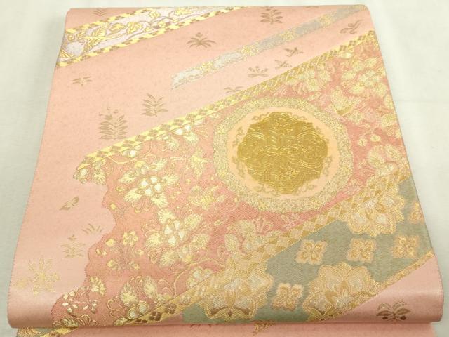 平和屋本店▼六通柄袋帯 花鳥文 純金厚板 大丸謹製 正絹 逸品 DABI4615sf