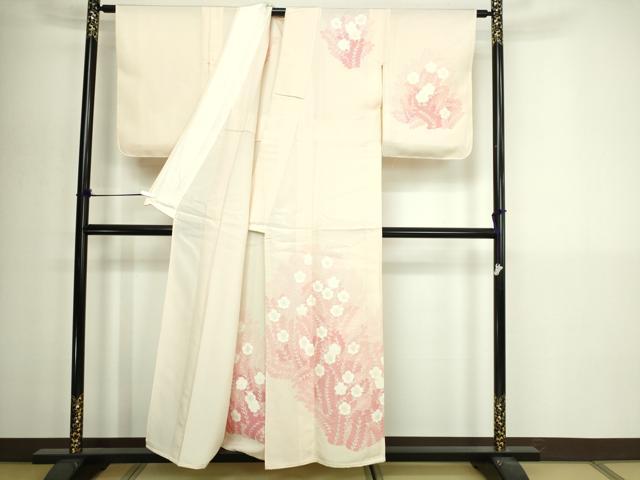 平和屋着物▽訪問着 単衣 枝花文 正絹 逸品 DABI4618sf