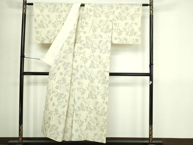 平和屋着物▽上質な小紋 単衣 更紗花文 交織 逸品 DABI4619sf