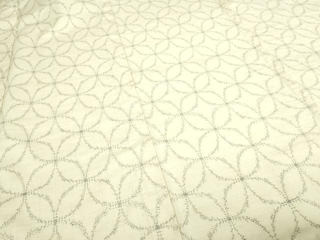 平和屋着物▽上質な紬 単衣 七宝文 正絹 逸品 DABI4620sf