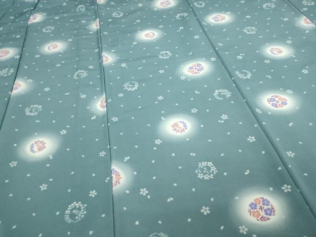 平和屋着物▽小紋 単衣 草花文 蛍暈し 洗える着物 DABI4627sf