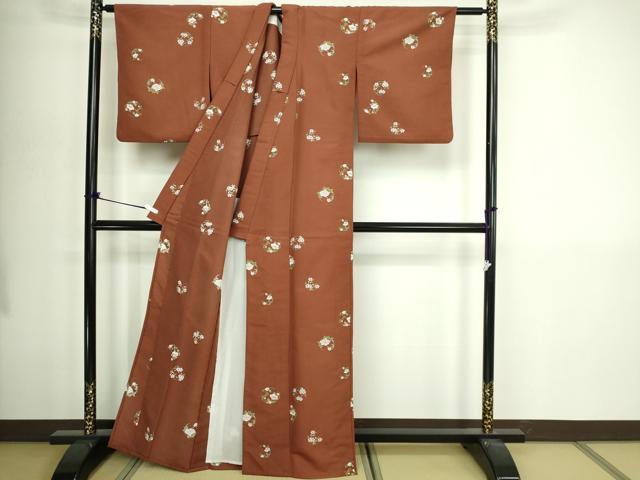 平和屋着物▽小紋 単衣 花唐草文 洗える着物 DABI4629sf
