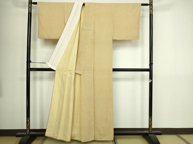 平和屋着物▽上質な小紋 単衣 変わり格子 正絹 逸品 DABI4630sf