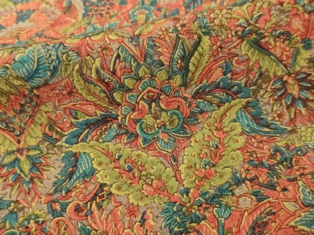 平和屋着物▽上質な小紋 単衣 更紗花文 正絹 逸品 DABI4636sf