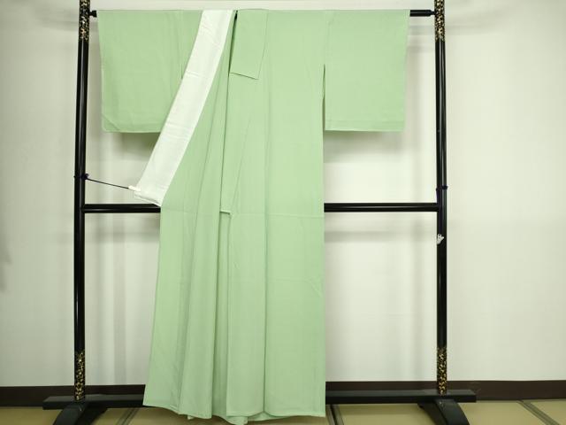 平和屋着物▽上質な色無地 単衣 裏葉柳色 正絹 逸品 DABI4637sf