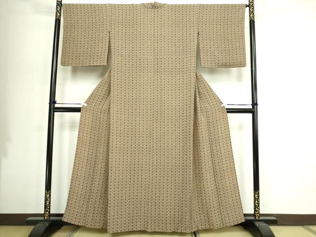平和屋着物▽上質な小紋 単衣 松葉文 正絹 逸品 DABI4638sf