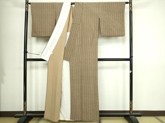 平和屋着物▽上質な小紋 単衣 松葉文 正絹 逸品 DABI4638sf