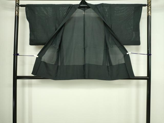 平和屋着物▽羽織 スリーシーズン 春夏秋 塵除け 流水草花文 黒地 正絹 逸品 DABI4649sf