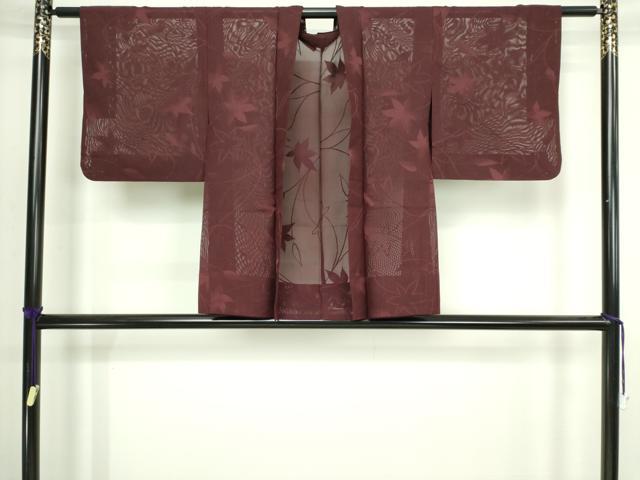 平和屋着物▽羽織 スリーシーズン 春夏秋 塵除け 枝葉文 正絹 逸品 DABI4650sf