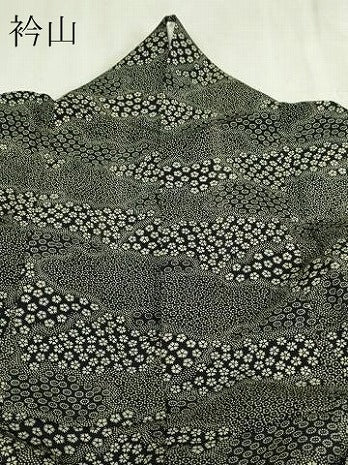 平和屋着物▽江戸小紋 単衣 小花尽くし文 黒地 正絹 逸品 DABI4661sf