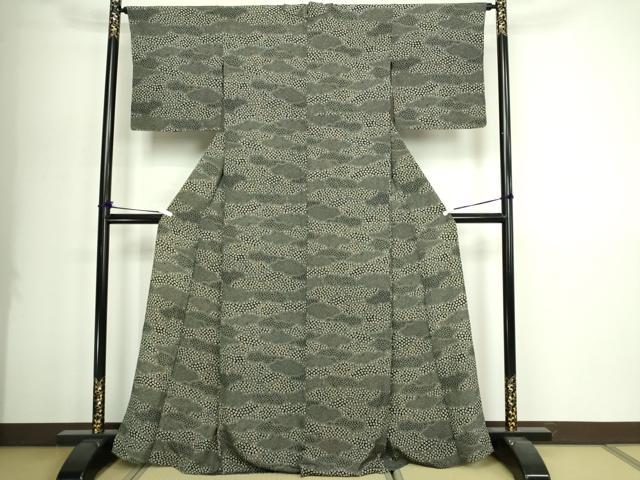 平和屋着物▽江戸小紋 単衣 小花尽くし文 黒地 正絹 逸品 DABI4661sf