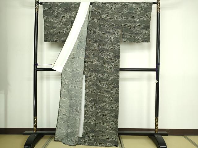 平和屋着物▽江戸小紋 単衣 小花尽くし文 黒地 正絹 逸品 DABI4661sf