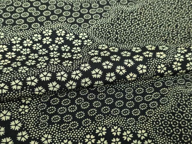 平和屋着物▽江戸小紋 単衣 小花尽くし文 黒地 正絹 逸品 DABI4661sf