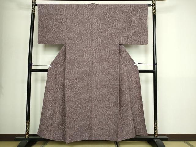 平和屋着物▽上質な小紋 単衣 更紗花文 正絹 逸品 DABI4664sf