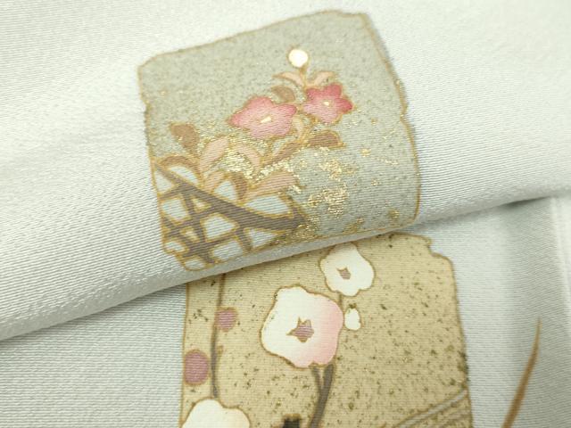 平和屋着物▽訪問着 単衣 草花文 金銀彩 正絹 逸品 DABI4666sf