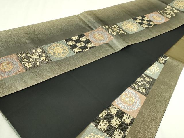 平和屋着物▼六通柄袋帯 花唐草文 優美 金糸 鈴乃屋扱い 正絹 逸品 DABI4668sf