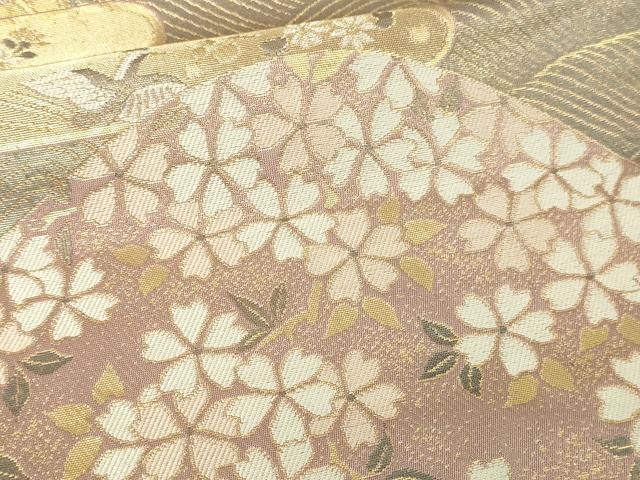 平和屋本店▼六通柄袋帯 山取四季花紋 純金箔 正絹 逸品 DABI4674sf