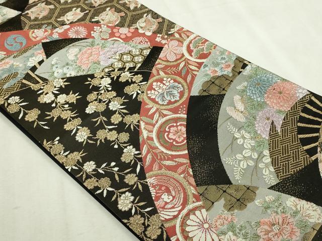 平和屋本店▼六通柄袋帯 唐織 珀絞錦 鳳凰地紙花文 本金二重箔 正絹 逸品 DABI4678sf