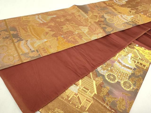 平和屋本店▼六通柄袋帯 祇園祭風景 二重箔 純金箔使用 正絹 逸品 DABI4679sf