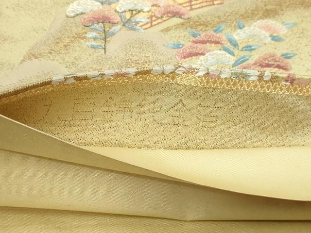 平和屋本店▼六通柄袋帯 九百錦 御所車花鳥文 純金箔 正絹 逸品 DABI4681sf