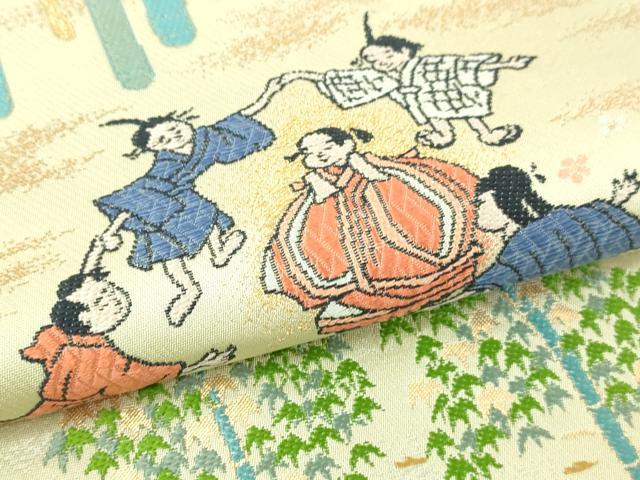 平和屋本店▼全通全景柄袋帯 唐織 夢通文ね尽 本金箔 正絹 逸品 DABI4700sf