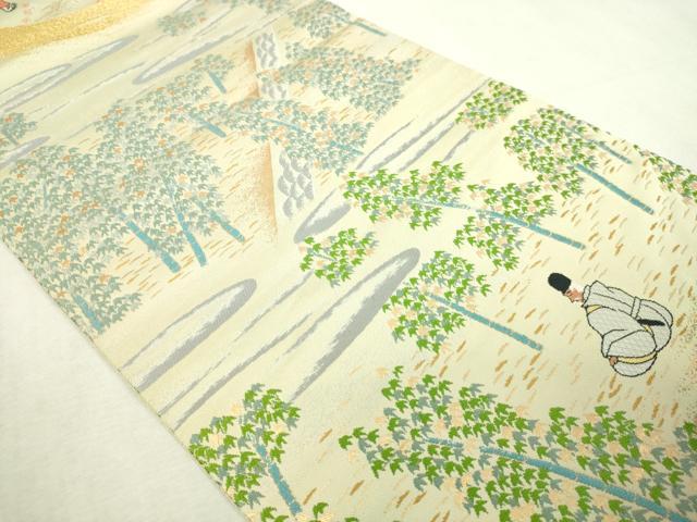 平和屋本店▼全通全景柄袋帯 唐織 夢通文ね尽 本金箔 正絹 逸品 DABI4700sf