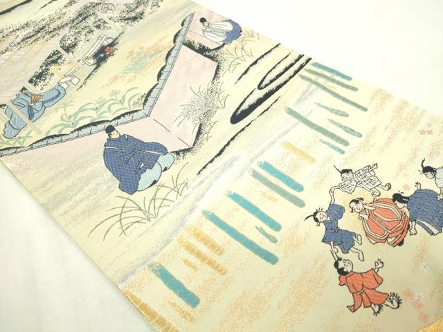 平和屋本店▼全通全景柄袋帯 唐織 夢通文ね尽 本金箔 正絹 逸品 DABI4700sf