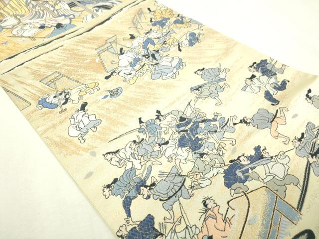平和屋本店▼全通全景柄袋帯 唐織 夢通文ね尽 本金箔 正絹 逸品 DABI4700sf