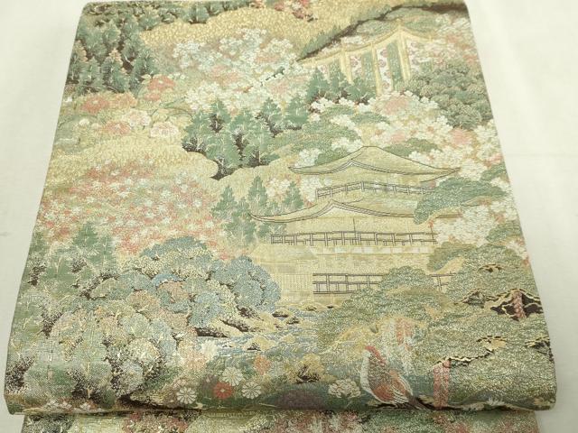 平和屋本店▼六通柄袋帯 京洛花名所 本金箔 正絹 逸品 DABI4703sf