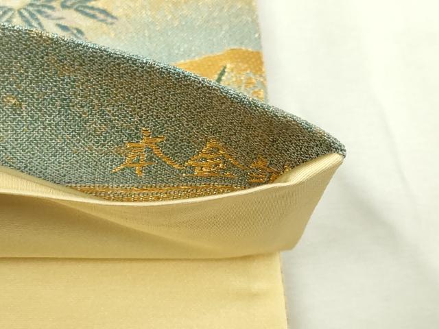 平和屋本店▼六通柄袋帯 世界文化遺産指定 三連作 風花草花文 本金箔 正絹 逸品 DABI4704sf