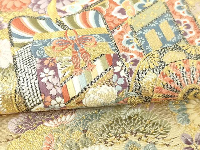 平和屋本店▼西陣 長嶋成織物 ながしま帯 六通柄袋帯 唐織 花園流水文 本金箔 正絹 逸品 DABI4708sf