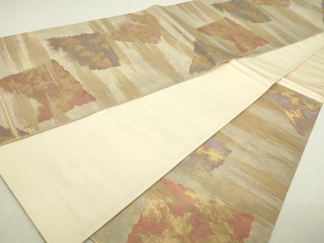 平和屋本店▼六通柄袋帯 霞文 本金箔錦二重織 正絹 逸品 DABI4726sf