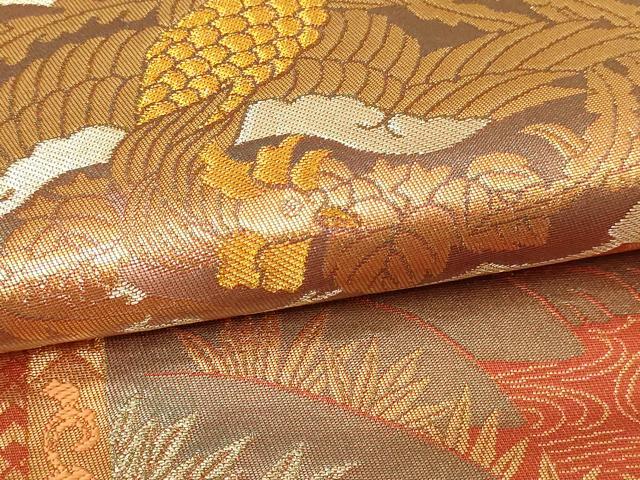 平和屋本店▼六通柄袋帯 格天井蒔絵文 二重箔 純金箔使用 正絹 逸品 DABI4732sf