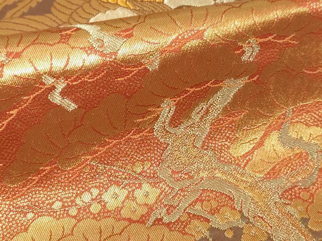 平和屋本店▼六通柄袋帯 格天井蒔絵文 二重箔 純金箔使用 正絹 逸品 DABI4732sf