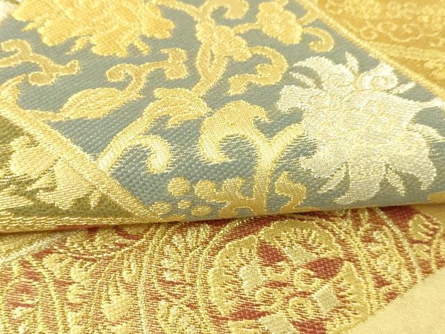 平和屋本店▼西陣織 陰山織物謹製 箔屋清兵衛 六通柄袋帯 冊子花文 本金箔 正絹 逸品 DABI4743sf