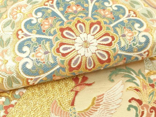 平和屋本店▼六通柄袋帯 唐織錦 鳳凰正倉院花文 本金箔 正絹 逸品 DABI4763sf