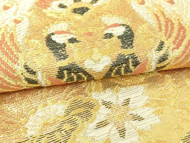 平和屋本店▼六通柄袋帯 刺宝蓁鳥文 本金箔 正絹 逸品 DABI4767sf