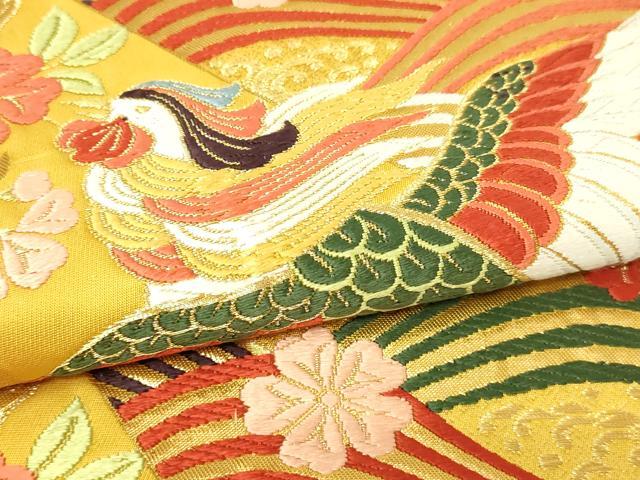 平和屋本店▼六通柄袋帯 唐織 慶長鳳凰花文 本金箔 正絹 逸品 DABI4768sf